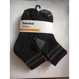 Timberland Socks 6 Pairs Men’s Black Cushioned Quarter Socks Casual US 9-12 New